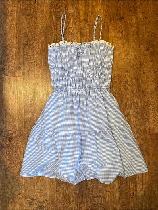 Aeropostale Dresses & Skirts - Light Blue Aeropostale Gingham Sundress with Lace Trim